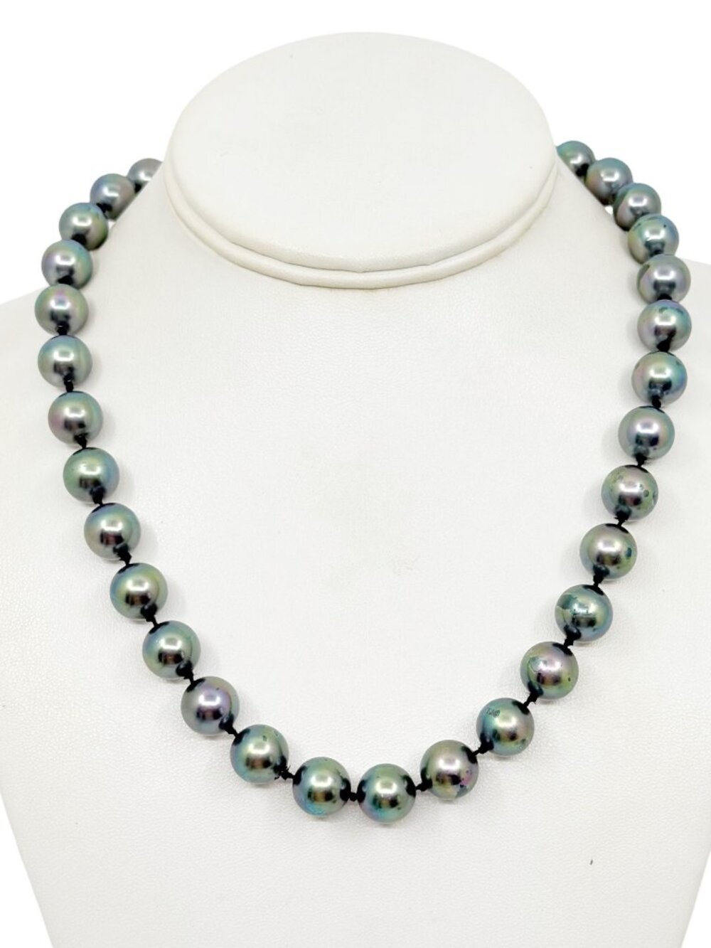 Vintage Silver tone faux tahitian pearl necklace - GM1520